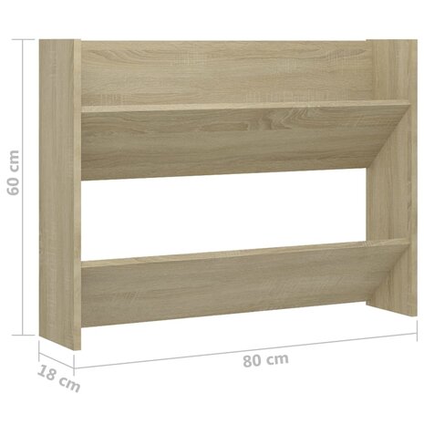 Wandschoenenkast 80x18x60 cm bewerkt hout sonoma eikenkleurig 6
