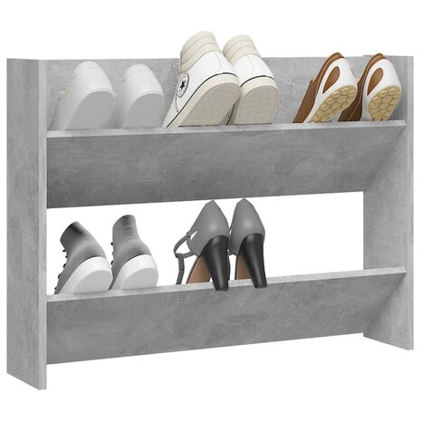 Wandschoenenkast 80x18x60 cm bewerkt hout betongrijs 3