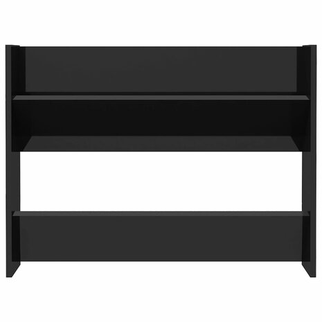 Wandschoenenkast 80x18x60 cm bewerkt hout hoogglans zwart 4