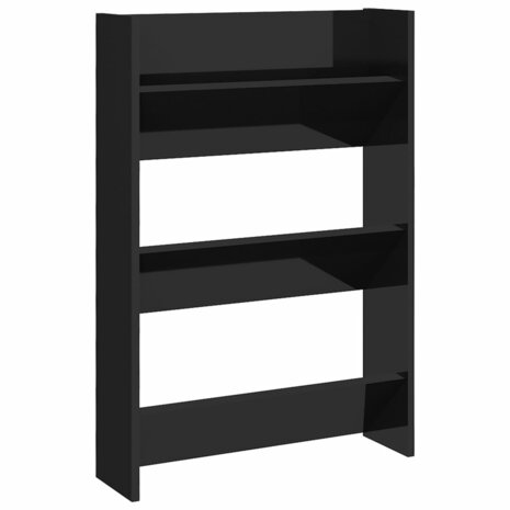 Wandschoenenkast 60x18x90 cm bewerkt hout hoogglans zwart 2
