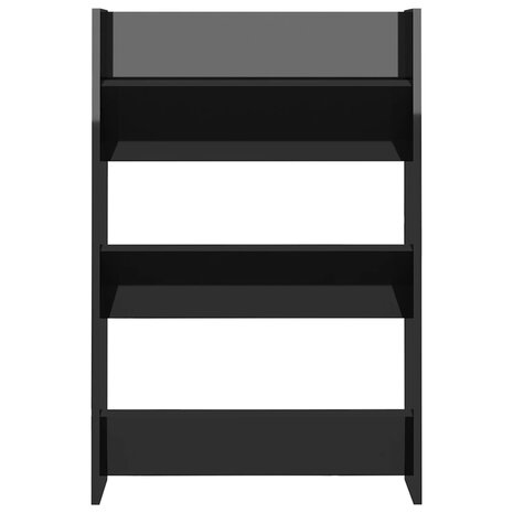 Wandschoenenkast 60x18x90 cm bewerkt hout hoogglans zwart 4