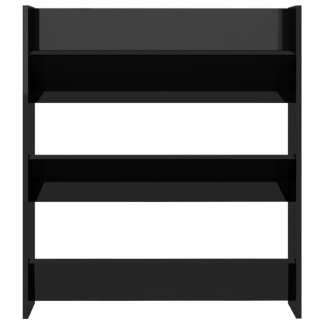 Wandschoenenkast 80x18x90 cm bewerkt hoogglans zwart 4