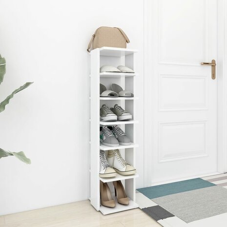 Schoenenkast 27,5x27x102 cm bewerkt hout wit 3