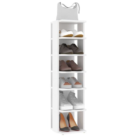 Schoenenkast 27,5x27x102 cm bewerkt hout wit 6