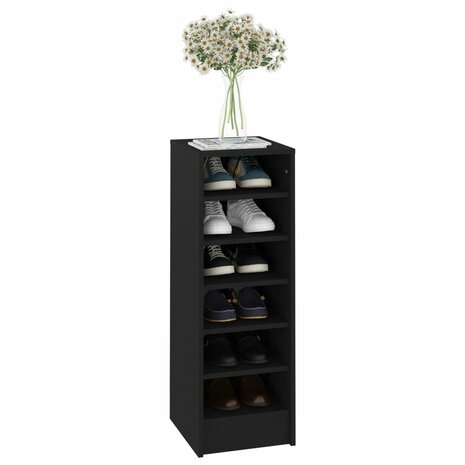 Schoenenkast 31,5x35x90 cm bewerkt hout zwart 6
