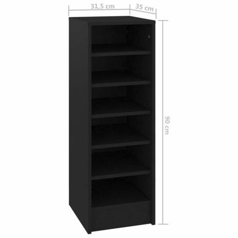 Schoenenkast 31,5x35x90 cm bewerkt hout zwart 7