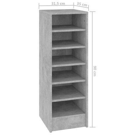 Schoenenkast 31,5x35x90 cm bewerkt hout betongrijs 7