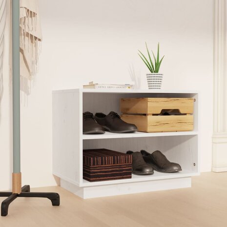 Schoenenkast 60x34x45 cm massief grenenhout wit 1