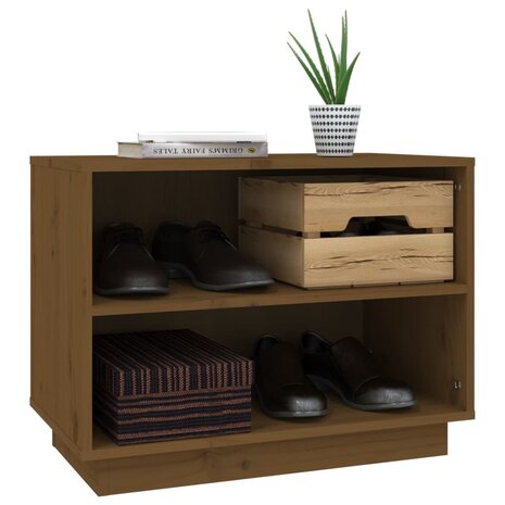 Schoenenkast 60x34x45 cm massief grenenhout honingbruin 4