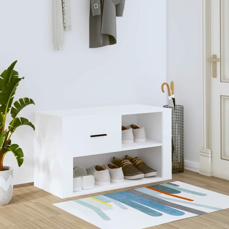 Schoenenkast 80x35x45 cm bewerkt hout wit 1