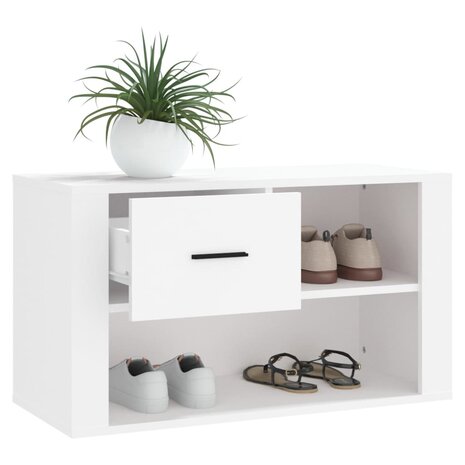 Schoenenkast 80x35x45 cm bewerkt hout wit 4