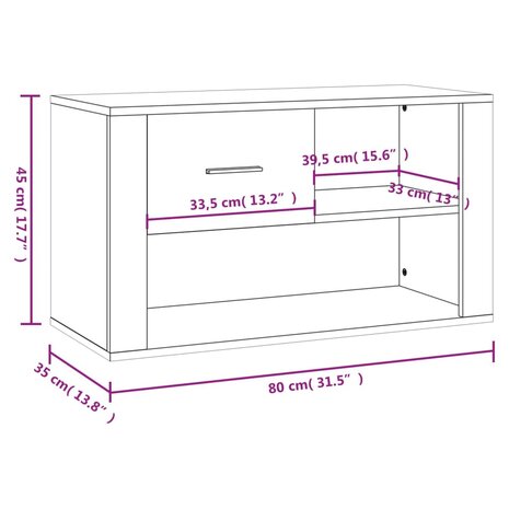Schoenenkast 80x35x45 cm bewerkt hout wit 9