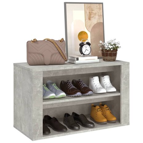 Schoenenkast 75x35x45 cm bewerkt hout betongrijs 4