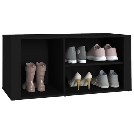 Schoenenkast 100x35x45 cm bewerkt hout zwart 4