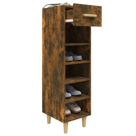 Schoenenkast 30x35x105 cm bewerkt hout gerookt eikenkleurig 7