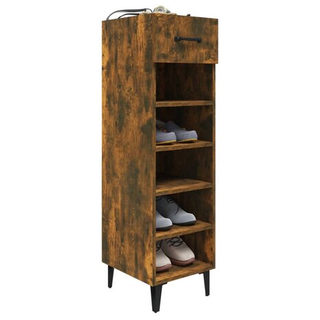 Schoenenkast 30x35x105 cm bewerkt hout gerookt eikenkleurig 6