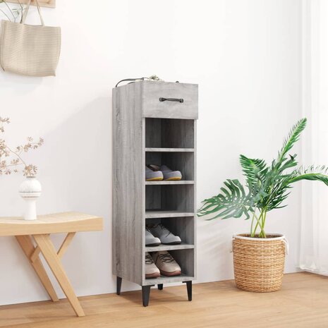 Schoenenkast 30x35x105 cm bewerkt hout grijs sonoma eikenkleur 1