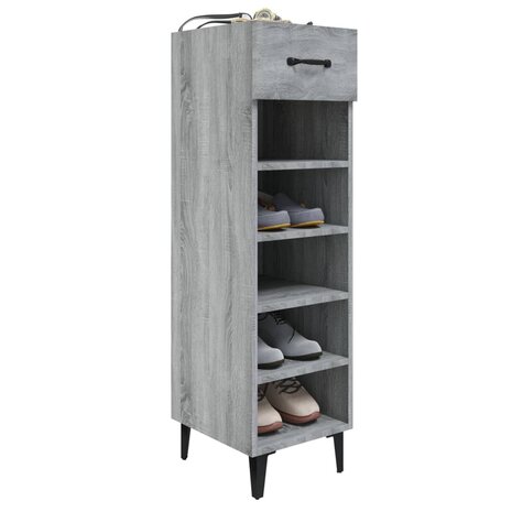 Schoenenkast 30x35x105 cm bewerkt hout grijs sonoma eikenkleur 6