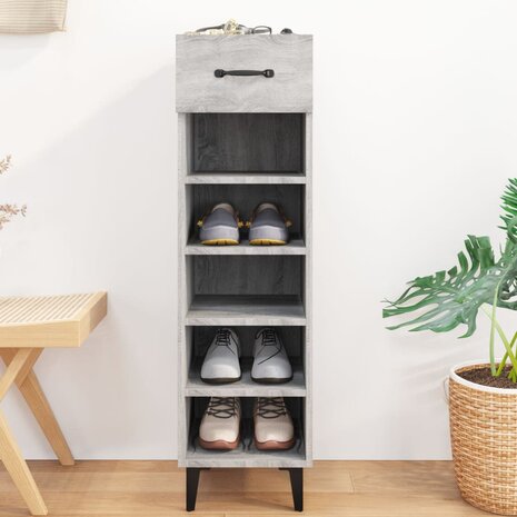Schoenenkast 30x35x105 cm bewerkt hout grijs sonoma eikenkleur 8