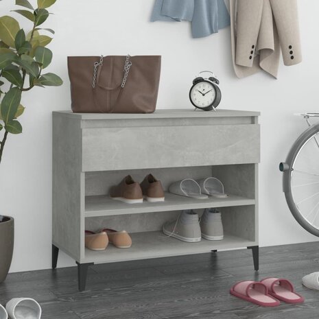 Schoenenkast 70x36x60 cm bewerkt hout betongrijs 1