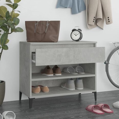 Schoenenkast 70x36x60 cm bewerkt hout betongrijs 3