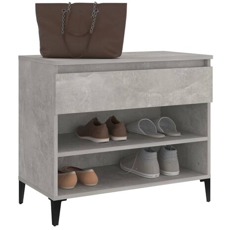 Schoenenkast 70x36x60 cm bewerkt hout betongrijs 4