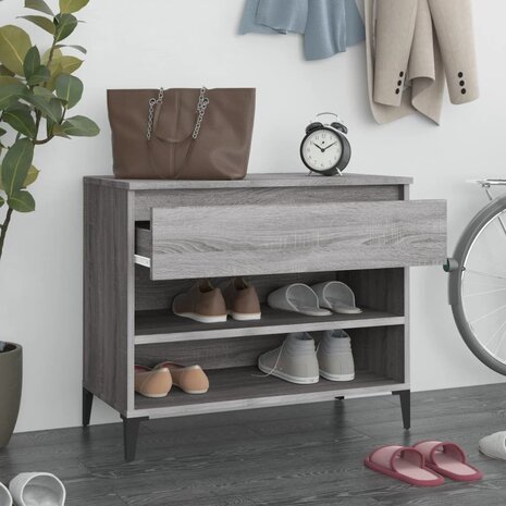 Schoenenkast 70x36x60 cm bewerkt hout sonoma grijs 3