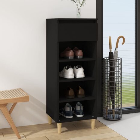 Schoenenkast 40x36x105 cm bewerkt hout zwart 1