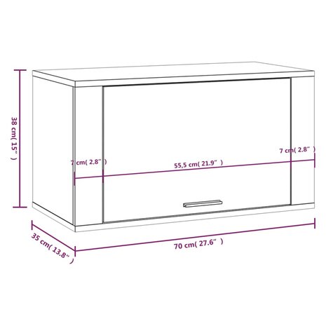Wandschoenenkast 70x35x38 cm bewerkt hout sonoma eiken 9