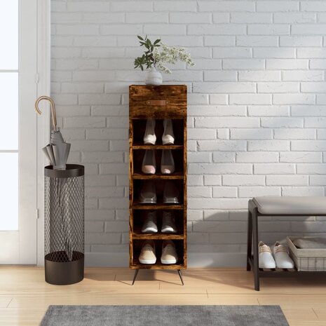 Schoenenkast 30x35x105 cm bewerkt hout gerookt eikenkleurig 1