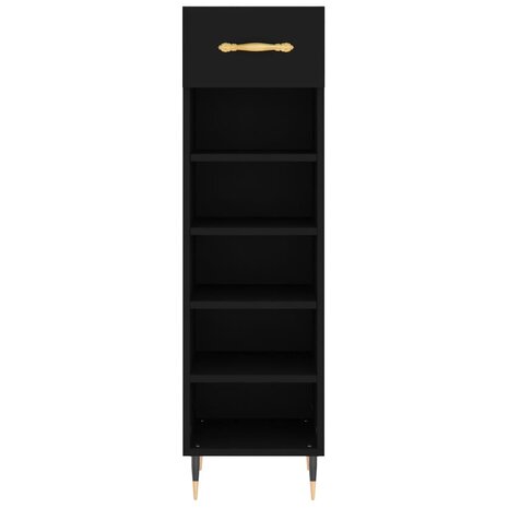 Schoenenkast 30x35x105 cm bewerkt hout zwart 6