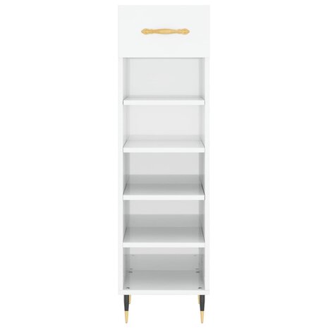 Schoenenkast 30x35x105 cm bewerkt hout hoogglans wit 6