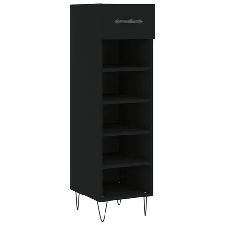 Schoenenkast 30x35x105 cm bewerkt hout zwart 2