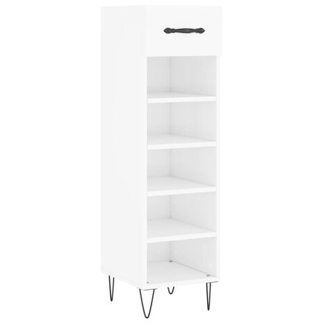 Schoenenkast 30x35x105 cm bewerkt hout hoogglans wit 2