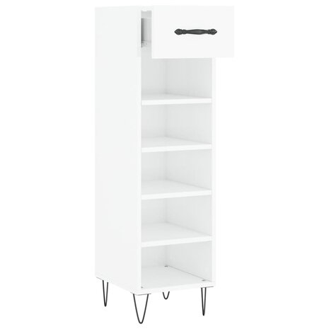 Schoenenkast 30x35x105 cm bewerkt hout hoogglans wit 5