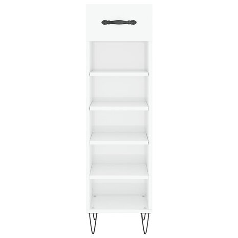Schoenenkast 30x35x105 cm bewerkt hout hoogglans wit 6