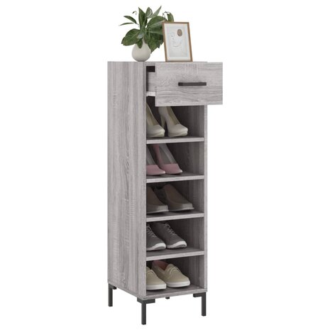 Schoenenkast 30x35x105 cm bewerkt hout grijs sonoma eikenkleur 4