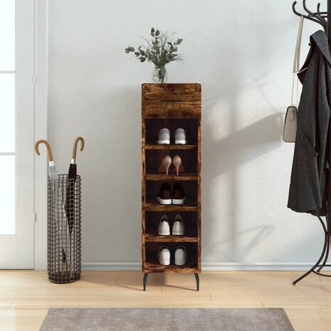 Schoenenkast 30x35x105 cm bewerkt hout gerookt eikenkleurig 1