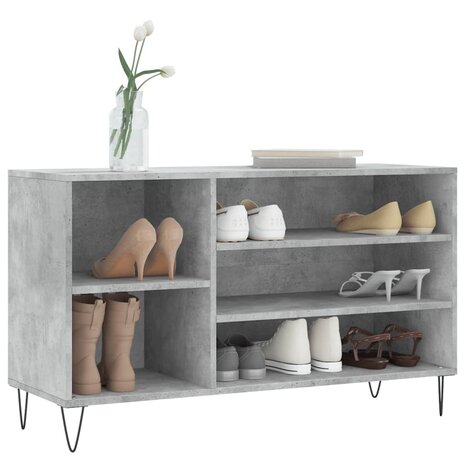 Schoenenkast 102x36x60 cm bewerkt hout betongrijs 3