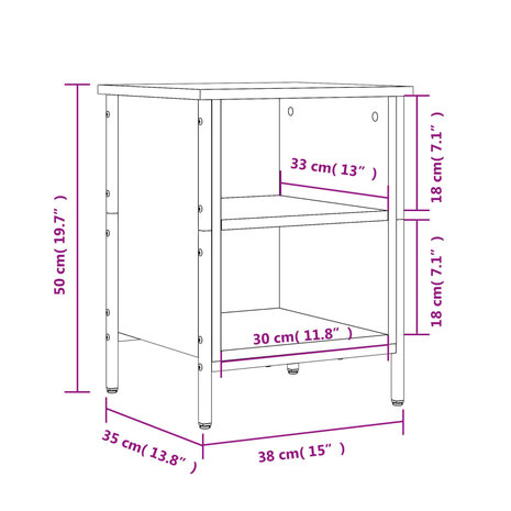 Schoenenkast 38x35x50 cm bewerkt hout bruin eikenkleur 9