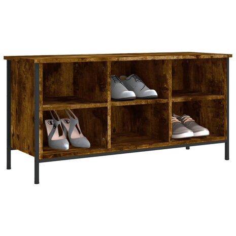 Schoenenkast 100x35x50 cm bewerkt hout gerookt eikenkleurig 4
