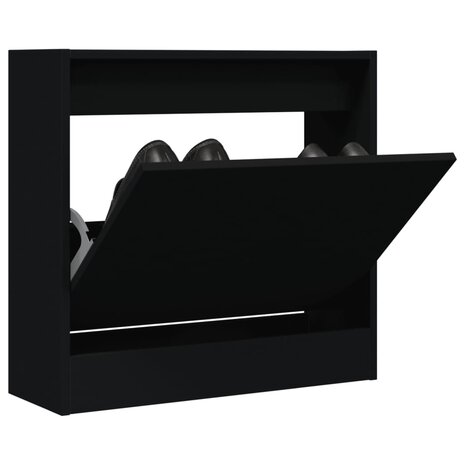 Schoenenkast 60x21x57 cm bewerkt hout zwart 1
