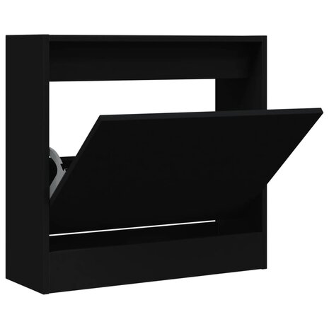 Schoenenkast 60x21x57 cm bewerkt hout zwart 2