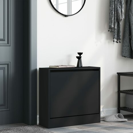 Schoenenkast 60x21x57 cm bewerkt hout zwart 3
