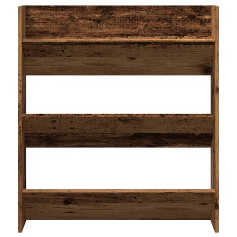 Wandschoenenkast 80x18x90 cm bewerkt hout oud houtkleurig 4