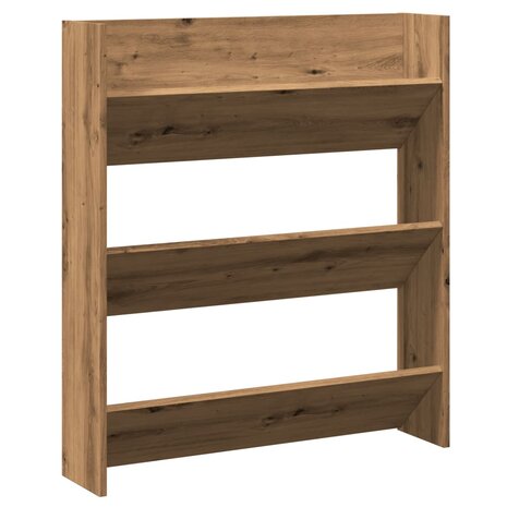 Wandschoenenkast 80x18x90 cm bewerkt hout artisanaal eikenkleur 2