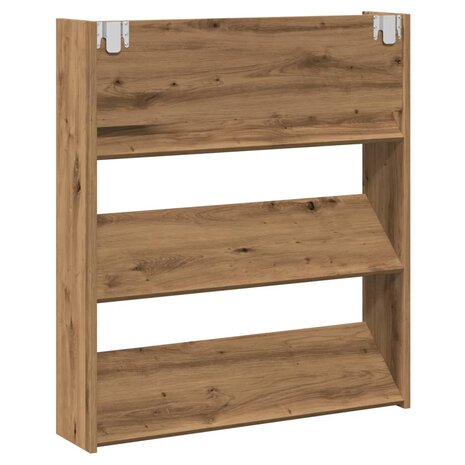 Wandschoenenkast 80x18x90 cm bewerkt hout artisanaal eikenkleur 6
