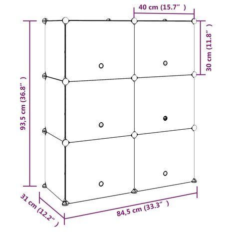 Schoenenrek 84,5x31x93,5 cm polypropeen zwart 8