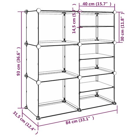Schoenenrek 84x31,5x93 cm polypropeen transparant 7