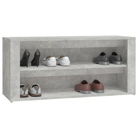 Schoenenrek 100x35x45 cm bewerkt hout betongrijs 4